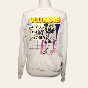 NWOT Blondie Sweatshirt Sweater Pullover White One Way Or Another Punk Pop New